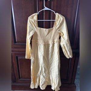 7 For Mankind Linen Yellow Long Sleeve Dress NWT